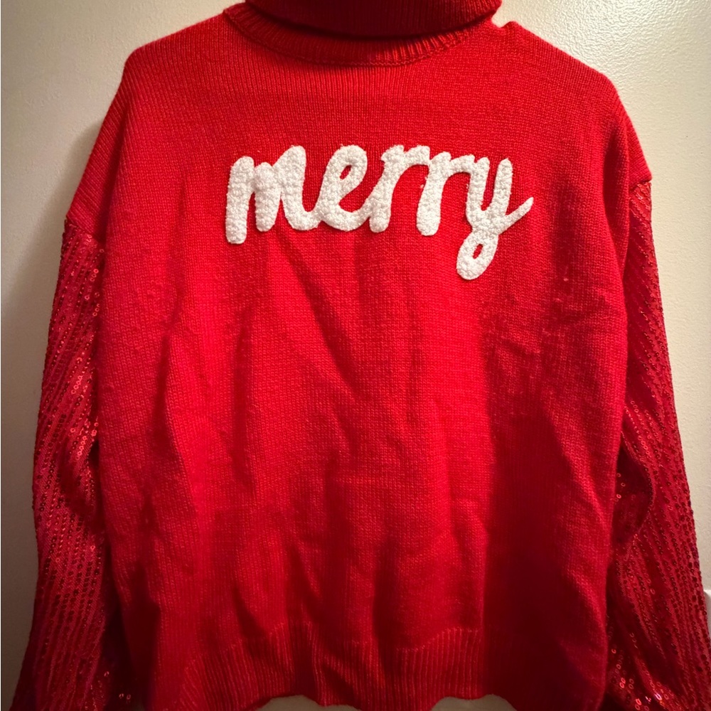 SHEIN Red 'Merry' Cowl Neck Sweater